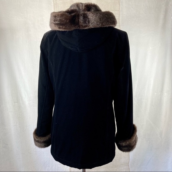 Gallery Jackets & Blazers - Gallery black velvet coat faux fur trim quilted jacket medium holiday winter